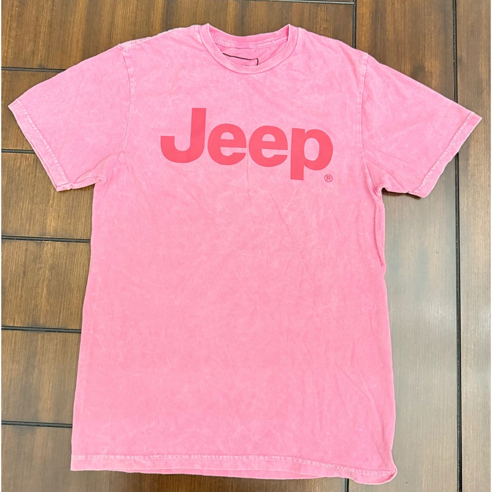 NWOT Jeep Graphic T-Shirt Womens Small Pink Acid Wash Cotton Short Sleeve Tee